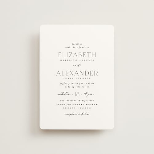This is a cotton petite wedding invitations with standard by Carolyn Nicks called grande printing on signature in petite