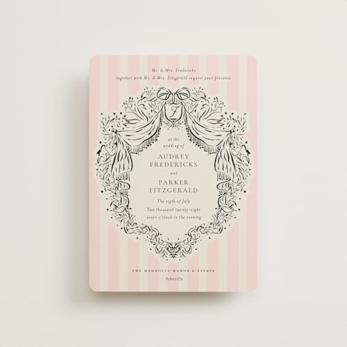 This is a peony petite wedding invitations with standard by Jackie Crawford called hand illustrated crest printing on signature in petite