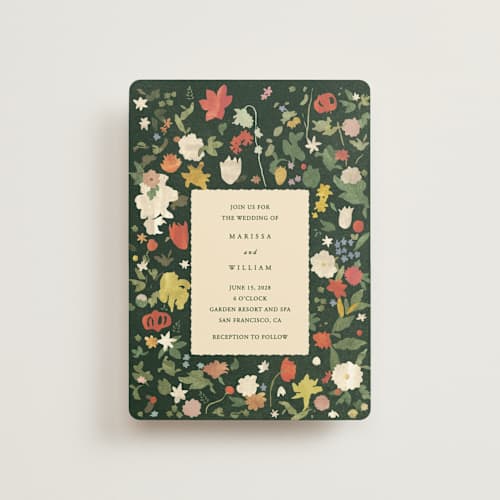 This is a garden petite wedding invitations with standard by Sumak Studio called all the flowers of the world printing on signature in petite