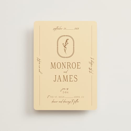 This is a bark petite wedding invitations with standard by Jen Ramsey called classic and floral printing on signature in petite