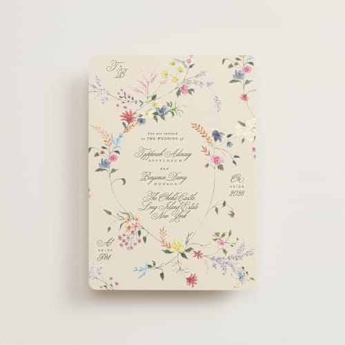 This is a english garden petite wedding invitations with standard by Phrosné Barwood called whimsey floral printing on signature in petite