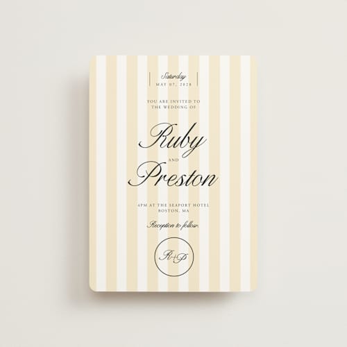 This is a sunshine petite wedding invitations with standard by Jen Ramsey called elegant and formal printing on signature in petite