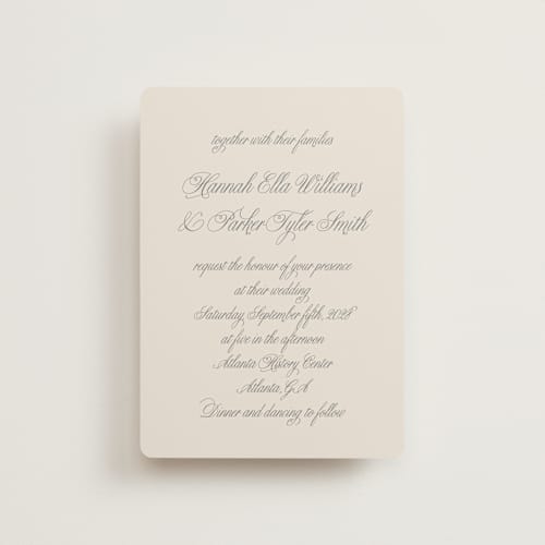 This is a ivory petite wedding invitations with standard by Petra Kern called let's say i do printing on signature in petite