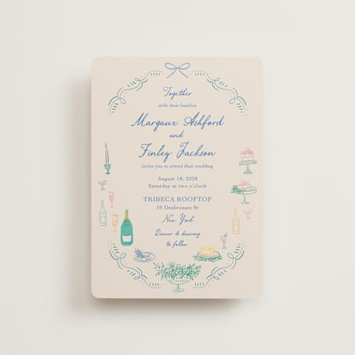 This is a pastel petite wedding invitations with standard by Elly called dining printing on signature in petite