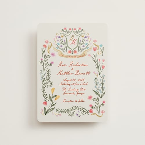 This is a sunset petite wedding invitations with standard by Maja Cunningham called chantilly printing on signature in petite