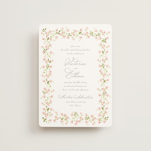 This is a peony petite wedding invitations with standard by Baumbirdy called rosebud printing on signature in petite