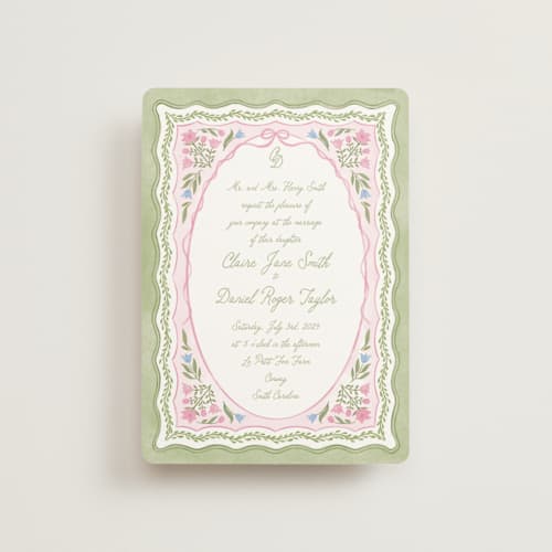 This is a garden petite wedding invitations with standard by Creo Study called folk garden printing on signature in petite