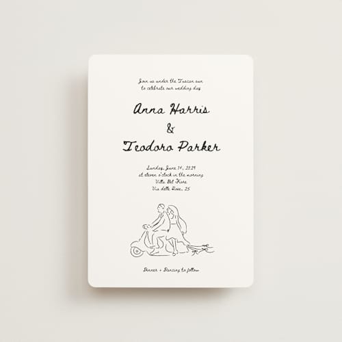 This is a nero petite wedding invitations with standard by Helena Vitto called amore mio printing on signature in petite