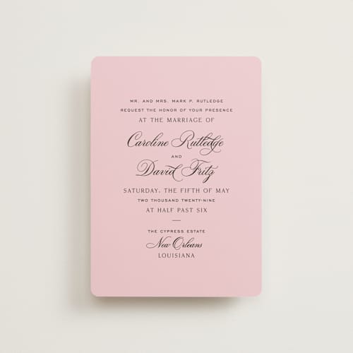 This is a peony petite wedding invitations with standard by Megan Davis called nola printing on signature in petite