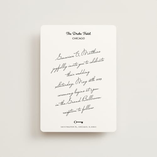This is a ivory petite wedding invitations with standard by Studio Suku called hotel printing on signature in petite