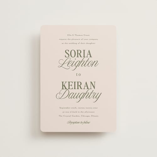 This is a meadow petite wedding invitations with standard by Melanie Kosuge called soria printing on signature in petite