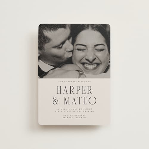 This is a sandstone petite wedding invitations with standard by Nicole Walsh called close-up printing on signature in petite