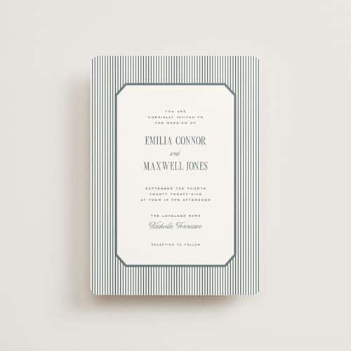 This is a capri petite wedding invitations with standard by Emily Betts called modern stripes printing on signature in petite