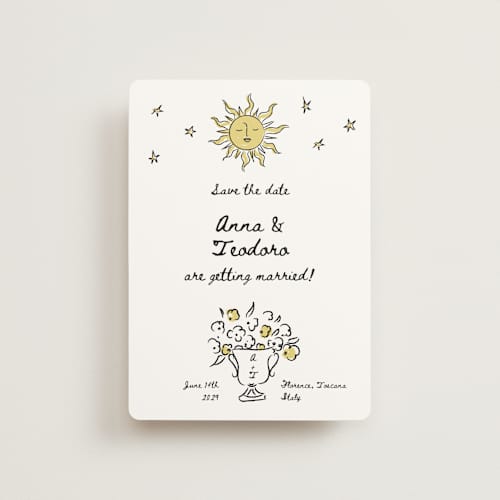 This is a nero petite save the dates with standard by Helena Vitto called amore mio printing on signature in petite