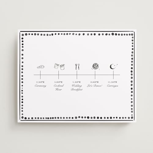 This is a noir wedding signs with standard by Aisling Erin called monochrome schedule printing on premium sign board in 11x14