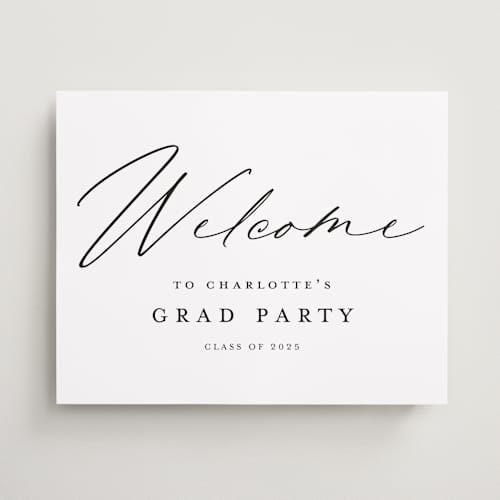 This is a night graduation party decorations with standard by Stacey Meacham called big welcome printing on premium sign board in 16x20