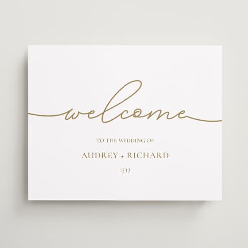 This is a butterscotch wedding signs with standard by Huefete called luxury printing on premium sign board in 16x20