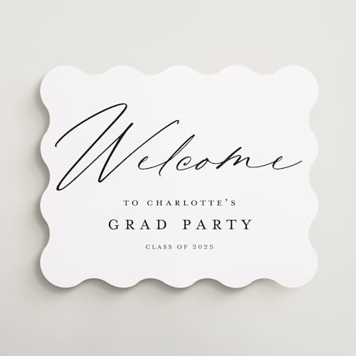 This is a night graduation party decorations with standard by Stacey Meacham called big welcome printing on premium sign board in 16x20