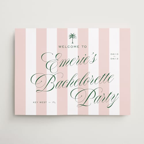 This is a taffy wedding signs with standard by Susan Zinader called palm stripes printing on premium sign board in large