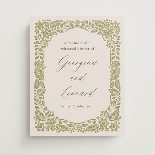 This is a chartreuse wedding signs with standard by Jen Owens called embroidered printing on premium sign board in small