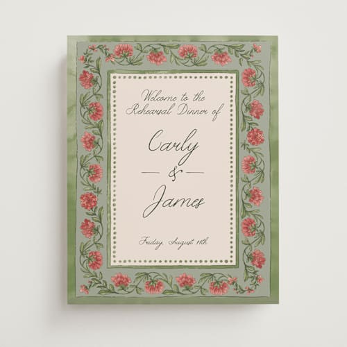 This is a coral fern wedding signs with standard by Chris Griffith called wedding tapestry printing on premium sign board in small