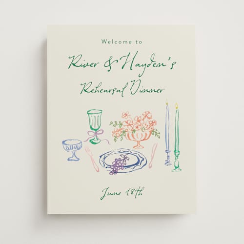 This is a garden wedding signs with standard by Cass Loh called tablescape drawing printing on premium sign board in small