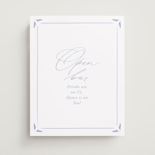 This is a pale cerulean wedding signs with standard by Sabrin Deirani called ocean dreams printing on doublethick in 11x14