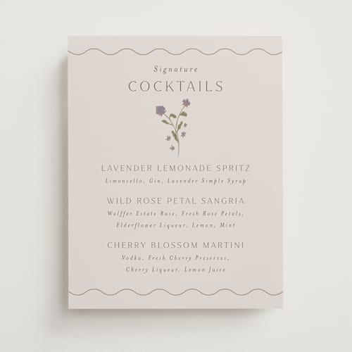 This is a petal wedding signs with standard by Nicoletta Savod called parisian garden printing on doublethick in 11x14