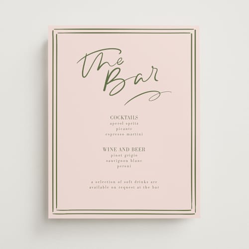 This is a sage wedding signs with standard by Aisling Erin called we're so glad bar menu printing on doublethick in 11x14