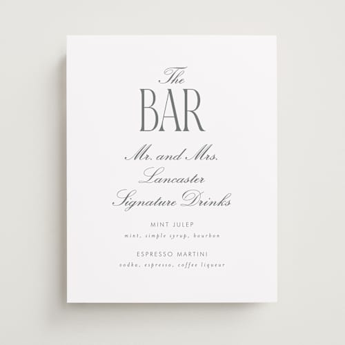 This is a puddle wedding signs with standard by Baumbirdy called signature type printing on doublethick in 11x14