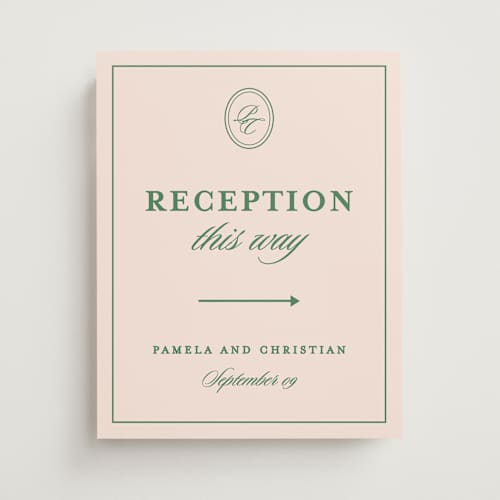 This is a emerald wedding signs with standard by Creo Study called scripted printing on premium sign board in 11x14