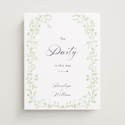 This is a spring wedding signs with standard by Susan Moyal called flower garden printing on premium sign board in 11x14