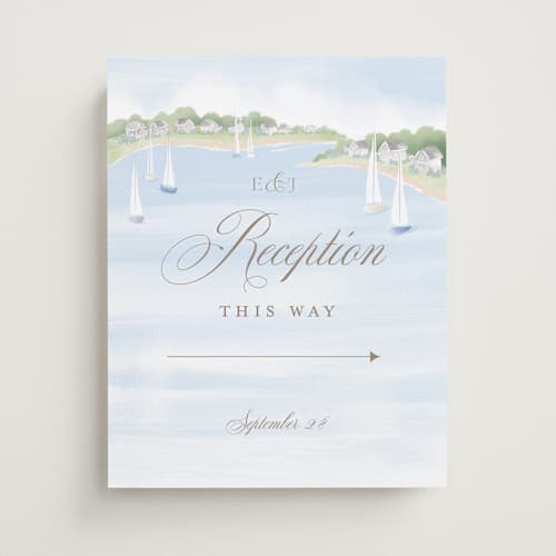 This is a sky wedding signs with standard by Jennifer Wick called bristol printing on premium sign board in 11x14
