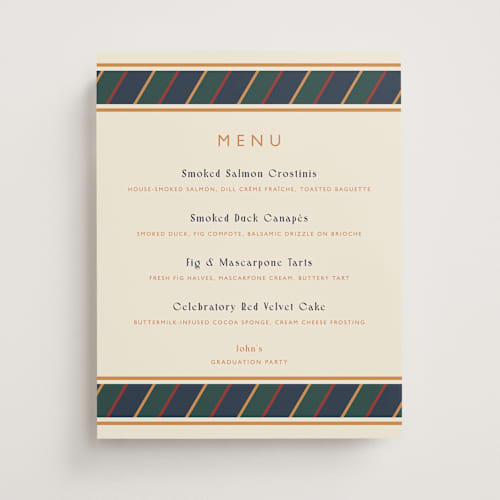 This is a navy graduation party decorations with standard by Sarah Rosenthal called belmont printing on doublethick in 11x14