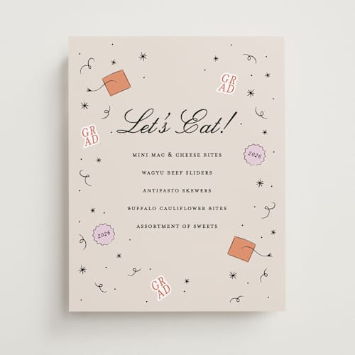 This is a apricot graduation party decorations with standard by Ashley Iwafuchi called grad vibes printing on doublethick in 11x14
