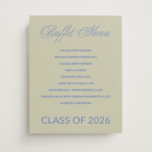 This is a denim graduation party decorations with standard by Inkblot Design called new style printing on doublethick in 11x14