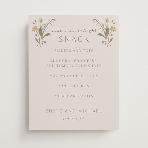 This is a petal wedding signs with standard by Nicoletta Savod called parisian garden printing on doublethick in 11x14