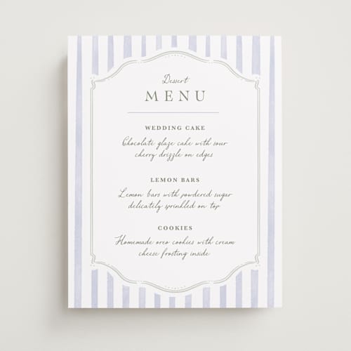This is a periwinkle wedding signs with standard by Kristen Smith called delicate vines printing on doublethick in 11x14