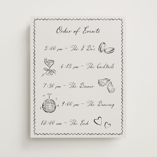 This is a rock wedding signs with standard by Pati Cascino called puglia printing on premium sign board in 11x14