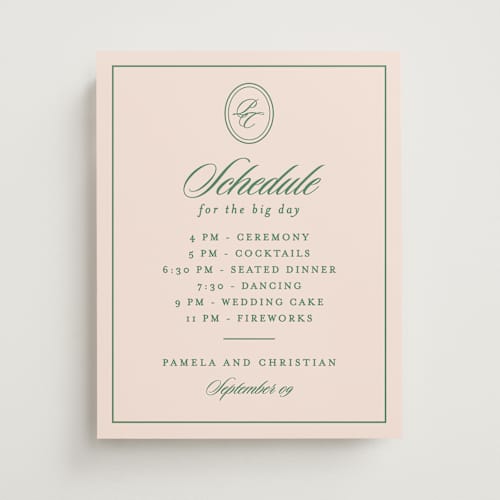This is a emerald wedding signs with standard by Creo Study called scripted printing on premium sign board in 11x14