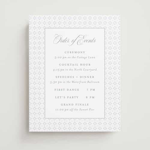 This is a dusty blue wedding signs with standard by Jennifer Postorino called coastal charm printing on premium sign board in 11x14