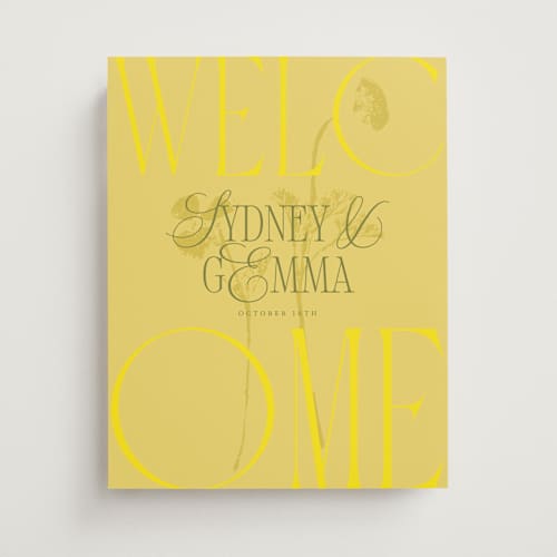 This is a island citrus wedding signs with standard by Morgan Kendall called bloom printing on premium sign board in small