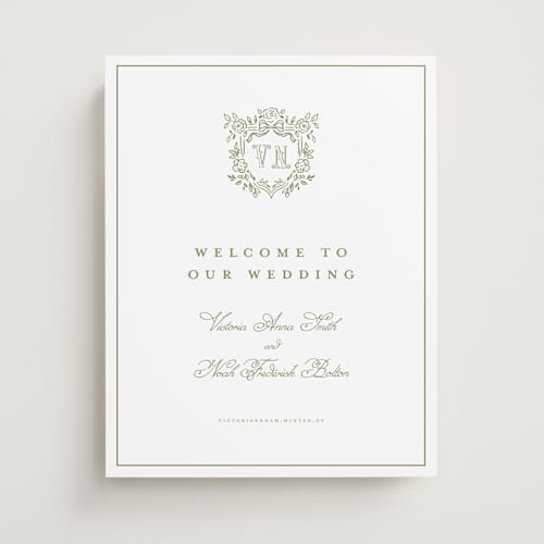 This is a moss wedding signs with standard by Petra Kern called crestino printing on premium sign board in 11x14