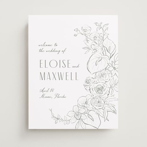 This is a snow wedding signs with standard by Kristen Smith called orchid frame printing on premium sign board in 11x14