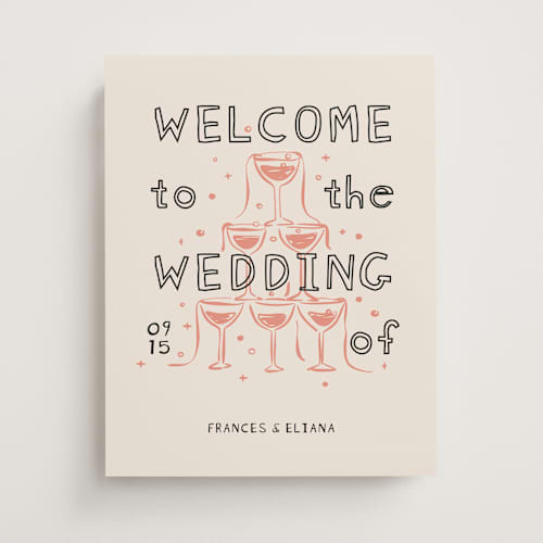 This is a terracotta wedding signs with standard by Zove Ahhh called whimsy champagne printing on premium sign board in 11x14