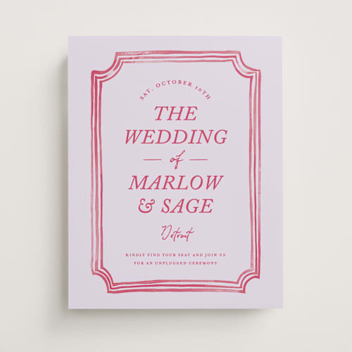 This is a lavender rose wedding signs with standard by Snow and Ivy called paris printing on premium sign board in 11x14