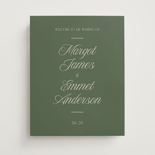 This is a sage wedding signs with standard by Kat Roberts called southern formal printing on premium sign board in 11x14