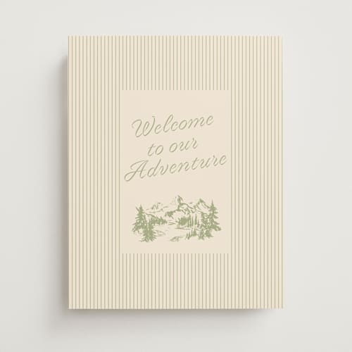 This is a peridot wedding signs with standard by Baumbirdy called adventure printing on premium sign board in 11x14