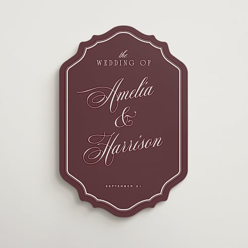 This is a cabernet wedding signs with standard by Eric Clegg called classic wedding printing on premium sign board in 11x14