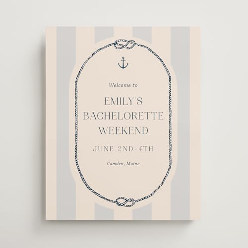 This is a sea breeze wedding signs with standard by Rebecca Durflinger called nautical nuptials printing on premium sign board in medium